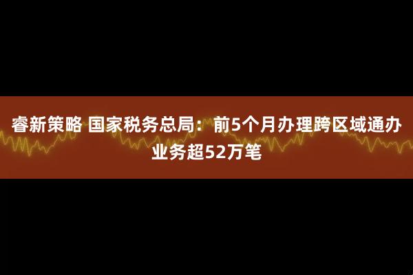睿新策略 国家税务总局：前5个月办理跨区域通办业务超52万笔