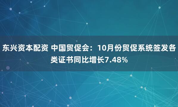 东兴资本配资 中国贸促会：10月份贸促系统签发各类证书同比增长7.48%