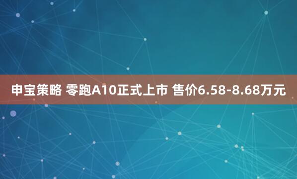 申宝策略 零跑A10正式上市 售价6.58-8.68万元